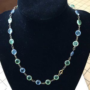 Blue & Green Glittering Plastic Crystal Necklace - FREE with purchase*
